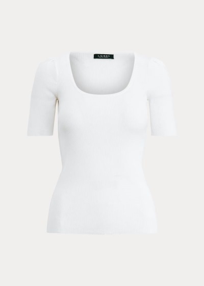 Tops Ralph Lauren Mujer Blancos - Cotton-Blend Puff-Sleeve - BHWCE7936